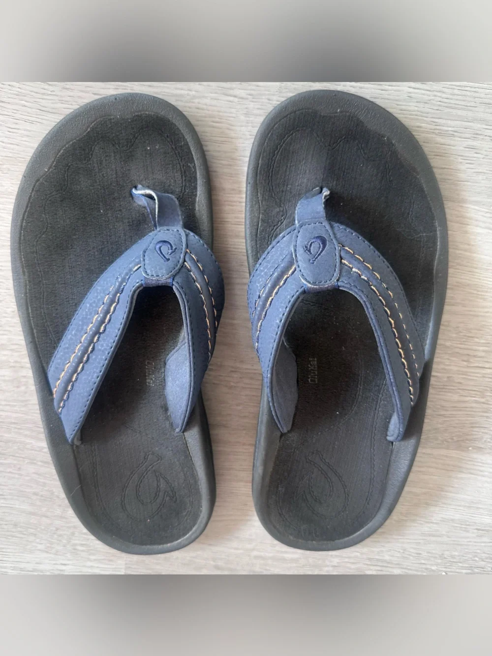 Olukai Hokua Flip Flop Thong Sandals Men’s 7 Navy Blue Beach Summer Comfort